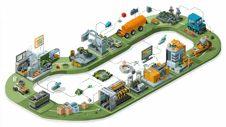 Step-by-step technical product manufacturing process diagram
